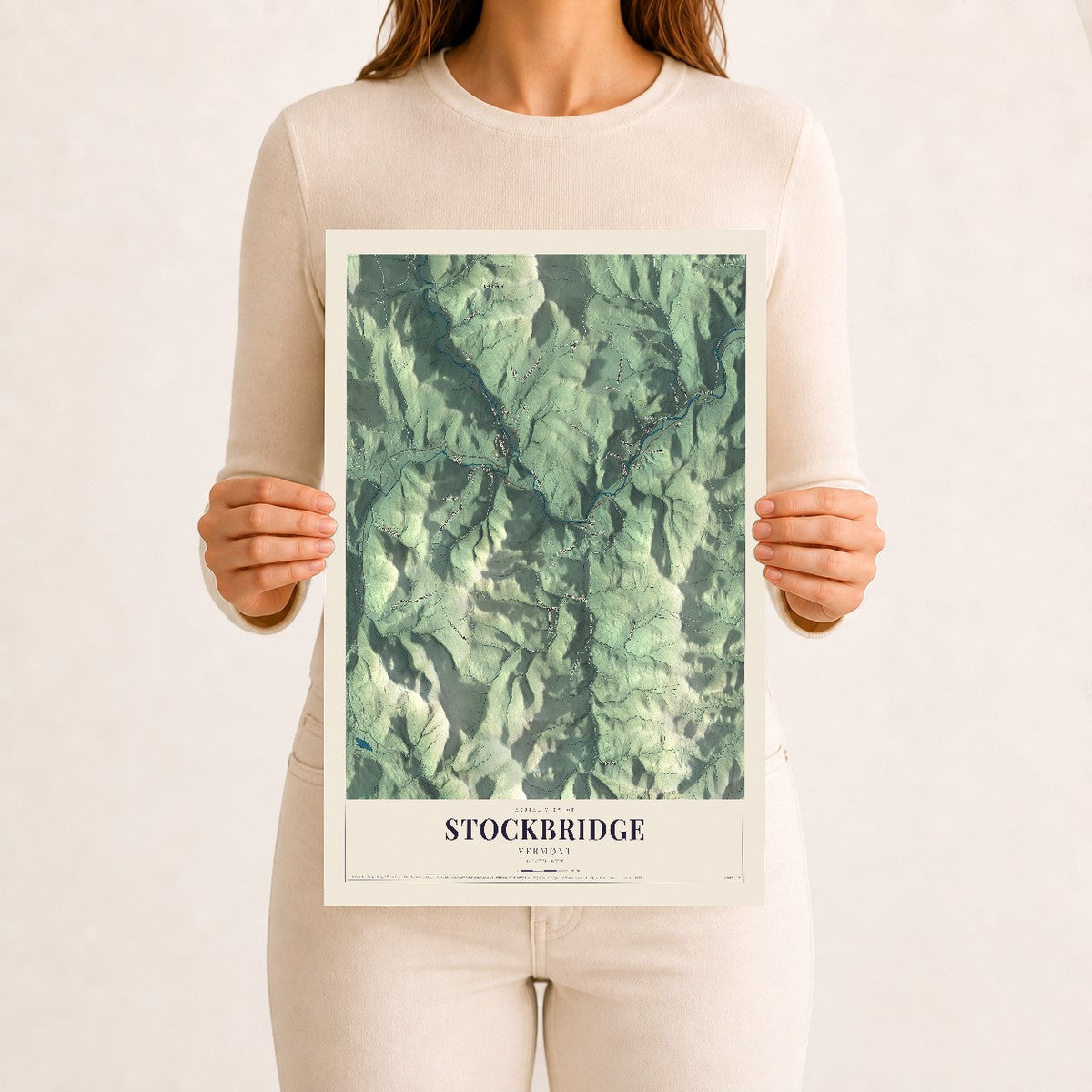 Stockbridge, Vermont map print - 12 x 18 archival matte print