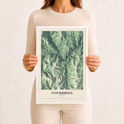 Stockbridge, Vermont map print - 12 x 18 white Ayous wood frame