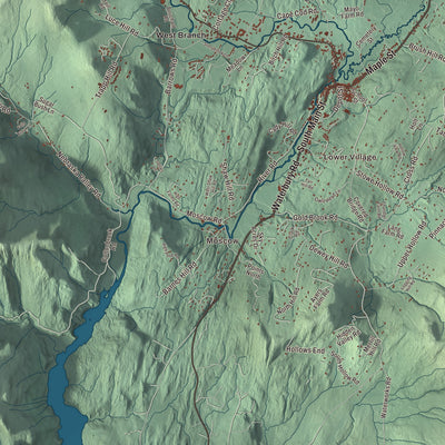 Street and neighborhood detail from the Stowe, Vermont map