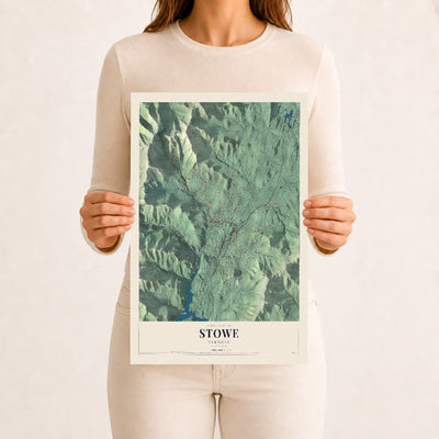 Stowe, Vermont map print - 12 x 18 archival matte print