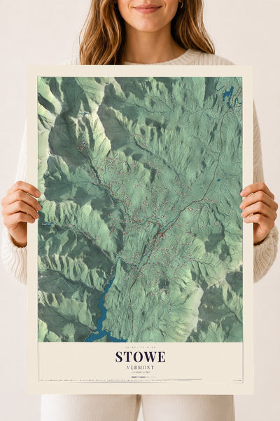 Stowe, Vermont map print - 18 x 24 archival matte print