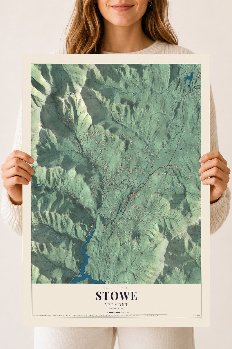Stowe, Vermont map print - 18 x 24 archival matte print