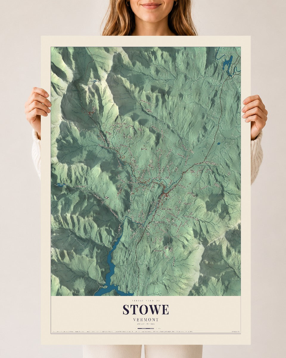 Stowe, Vermont map print - 24 x 36 archival matte print