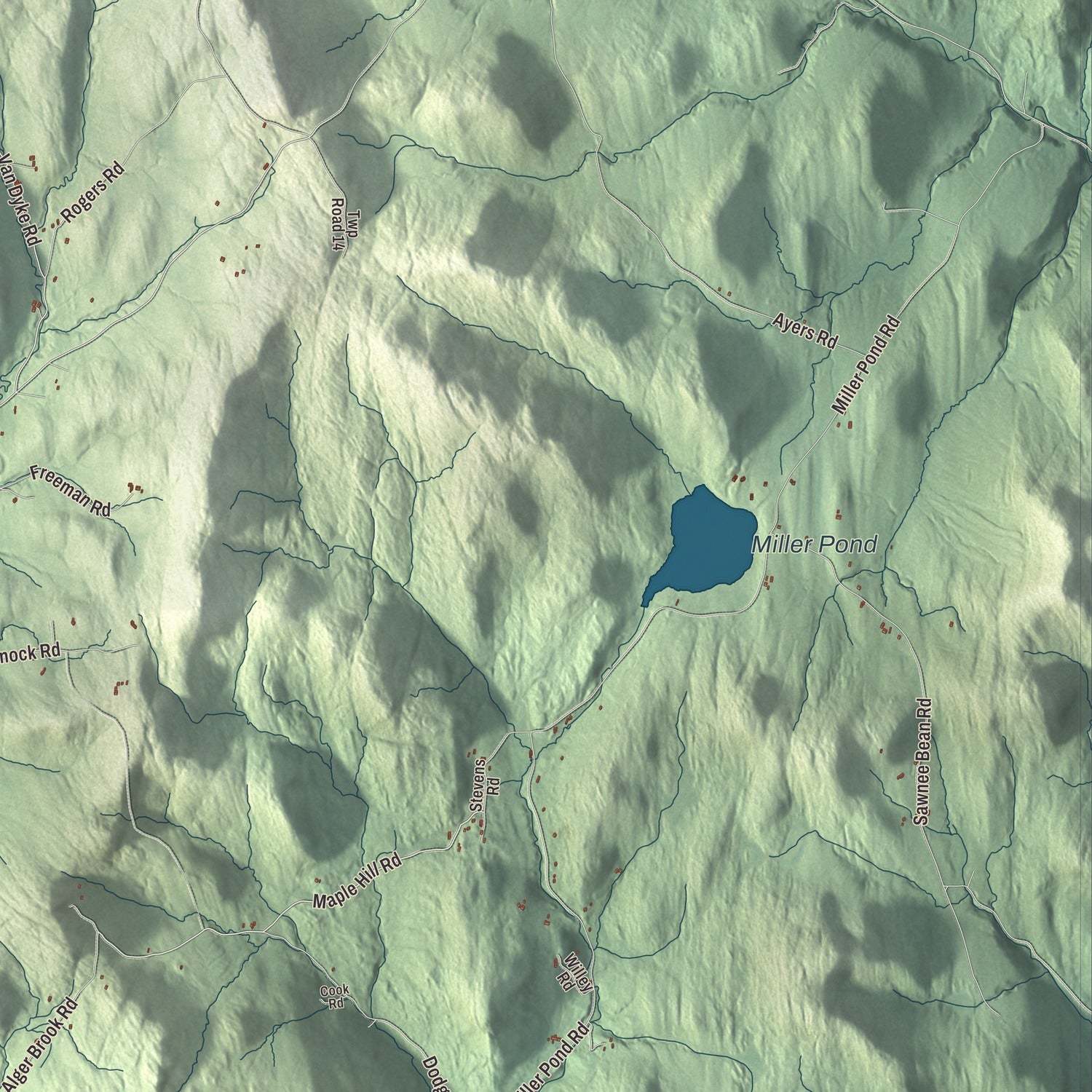 Terrain and local geography detail from the Strafford, Vermont map
