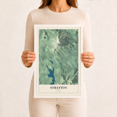 Stratton, Vermont map print - 12 x 18 white Ayous wood frame