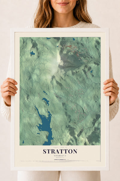 Stratton, Vermont map print - 18 x 24 white Ayous wood frame