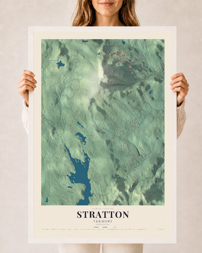 Stratton, Vermont map print - 24 x 36 white Ayous wood frame