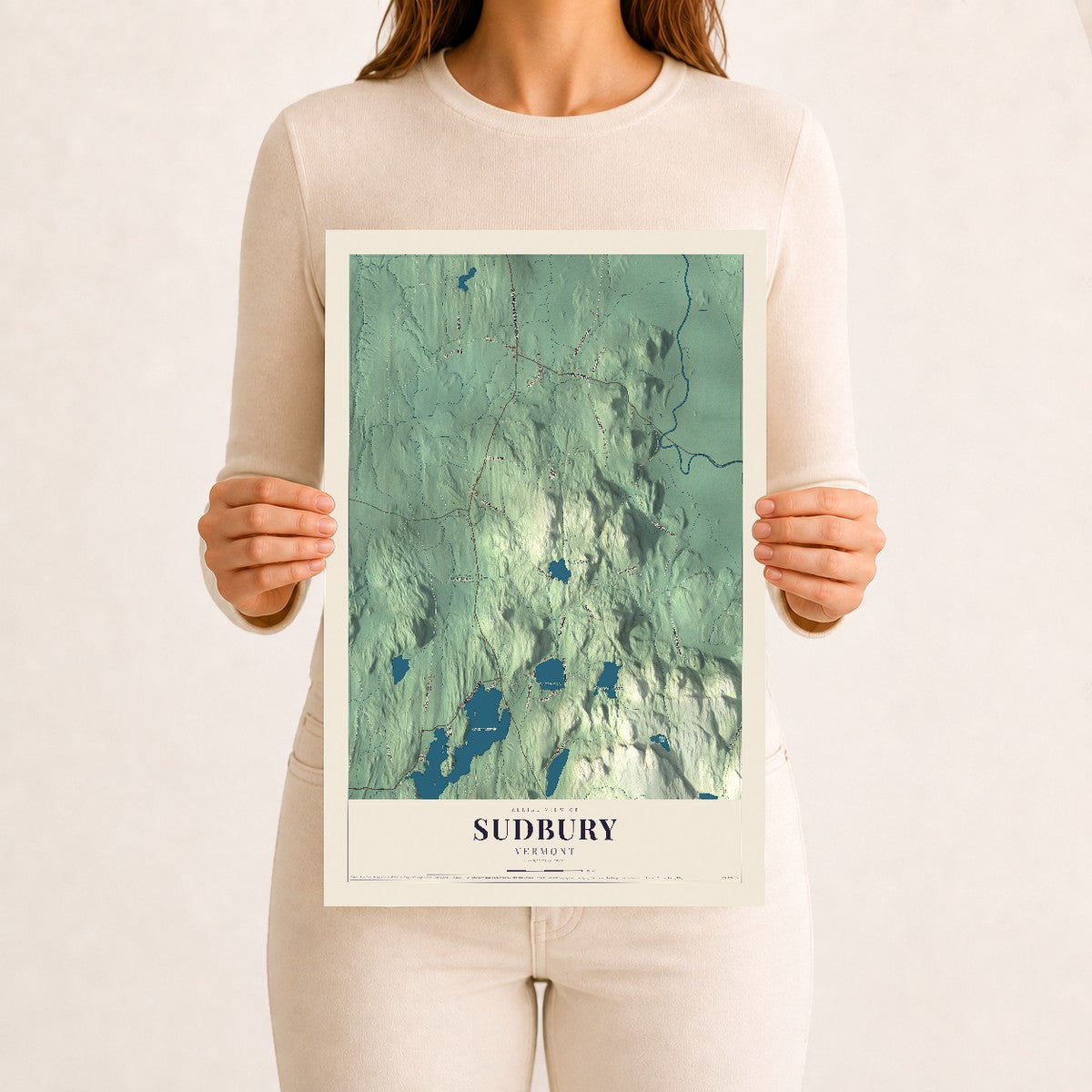 Sudbury, Vermont map print - 12 x 18 archival matte print
