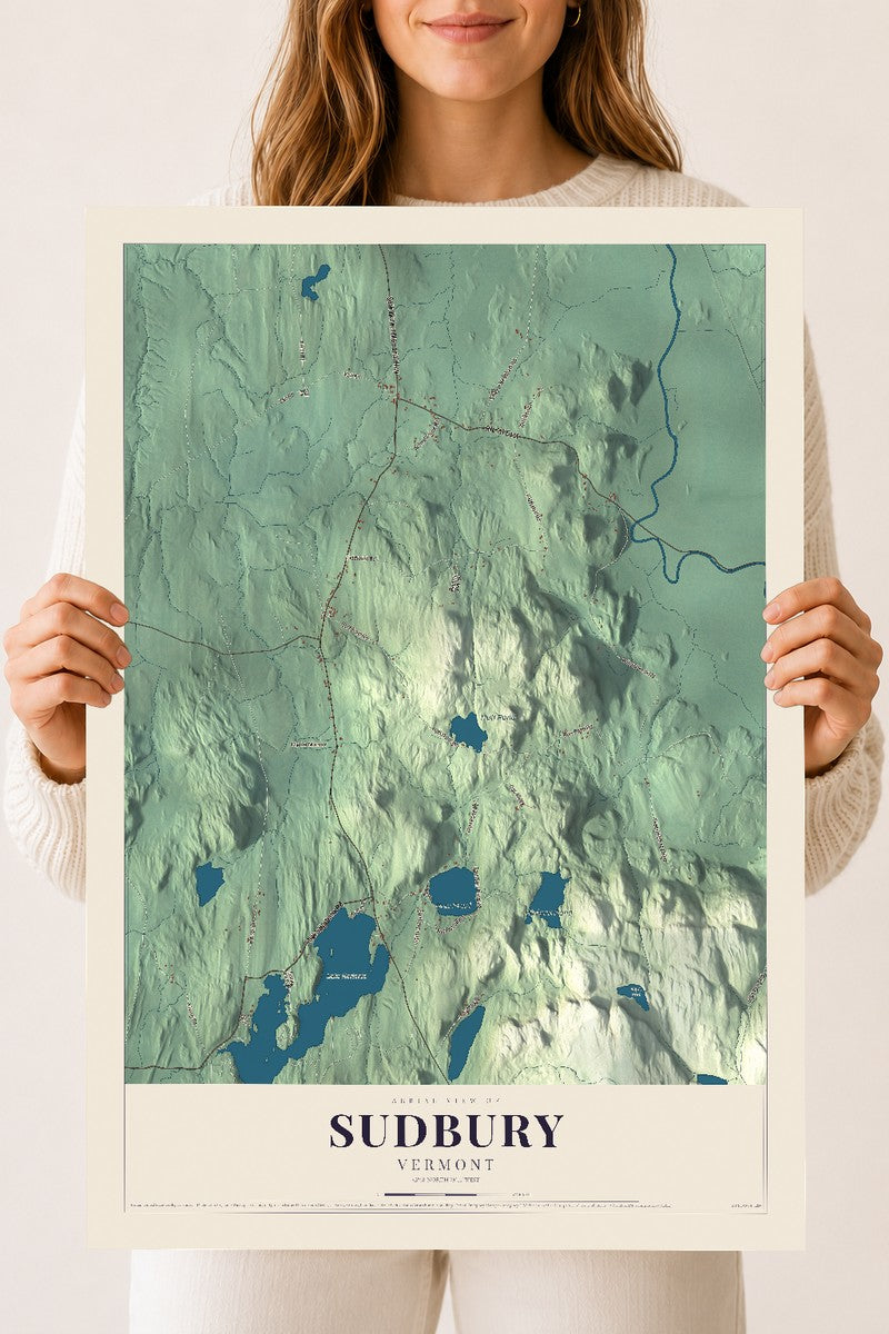 Sudbury, Vermont map print - 18 x 24 archival matte print