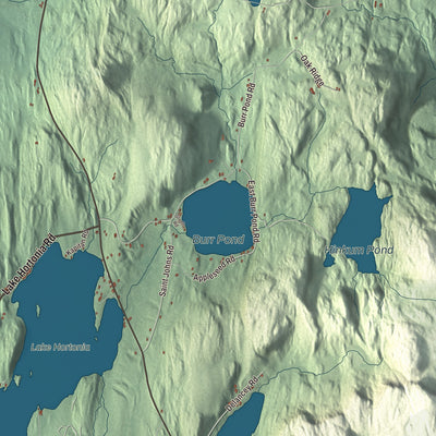 Terrain and local geography detail from the Sudbury, Vermont map