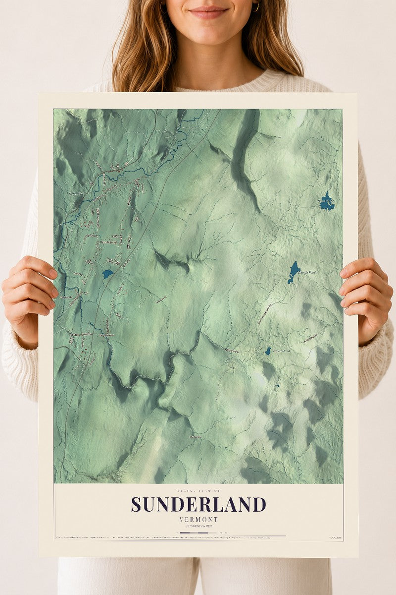 Sunderland, Vermont map print - 18 x 24 archival matte print