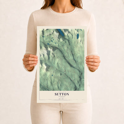 Sutton, Vermont map print - 12 x 18 archival matte print