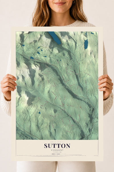 Sutton, Vermont map print - 18 x 24 archival matte print