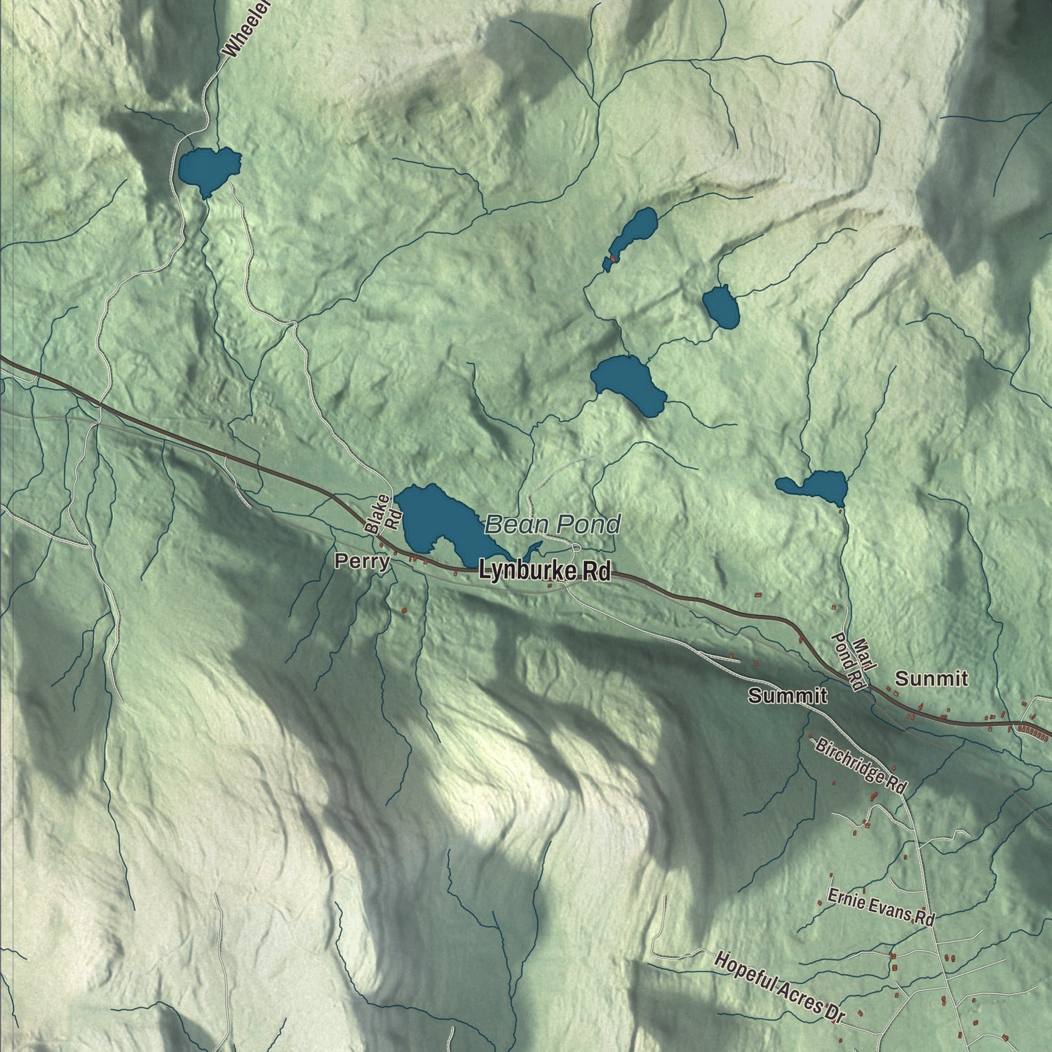 Terrain and local geography detail from the Sutton, Vermont map