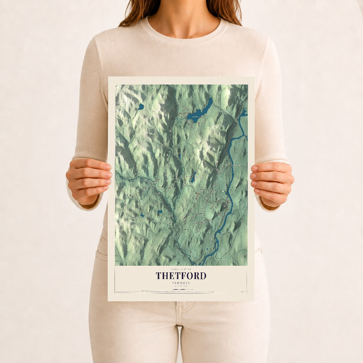 Thetford, Vermont map print - 12 x 18 archival matte print