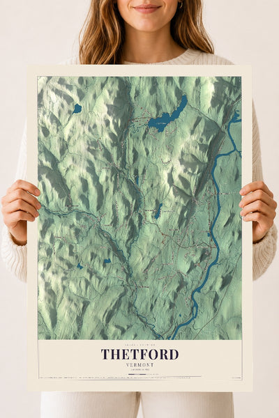 Thetford, Vermont map print - 18 x 24 archival matte print