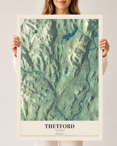 Thetford, Vermont map print - 24 x 36 archival matte print