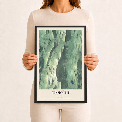Tinmouth, Vermont map print - 12 x 18 black Ayous wood frame
