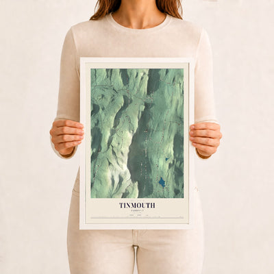 Tinmouth, Vermont map print - 12 x 18 white Ayous wood frame