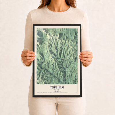 Topsham, Vermont map print - 12 x 18 black Ayous wood frame