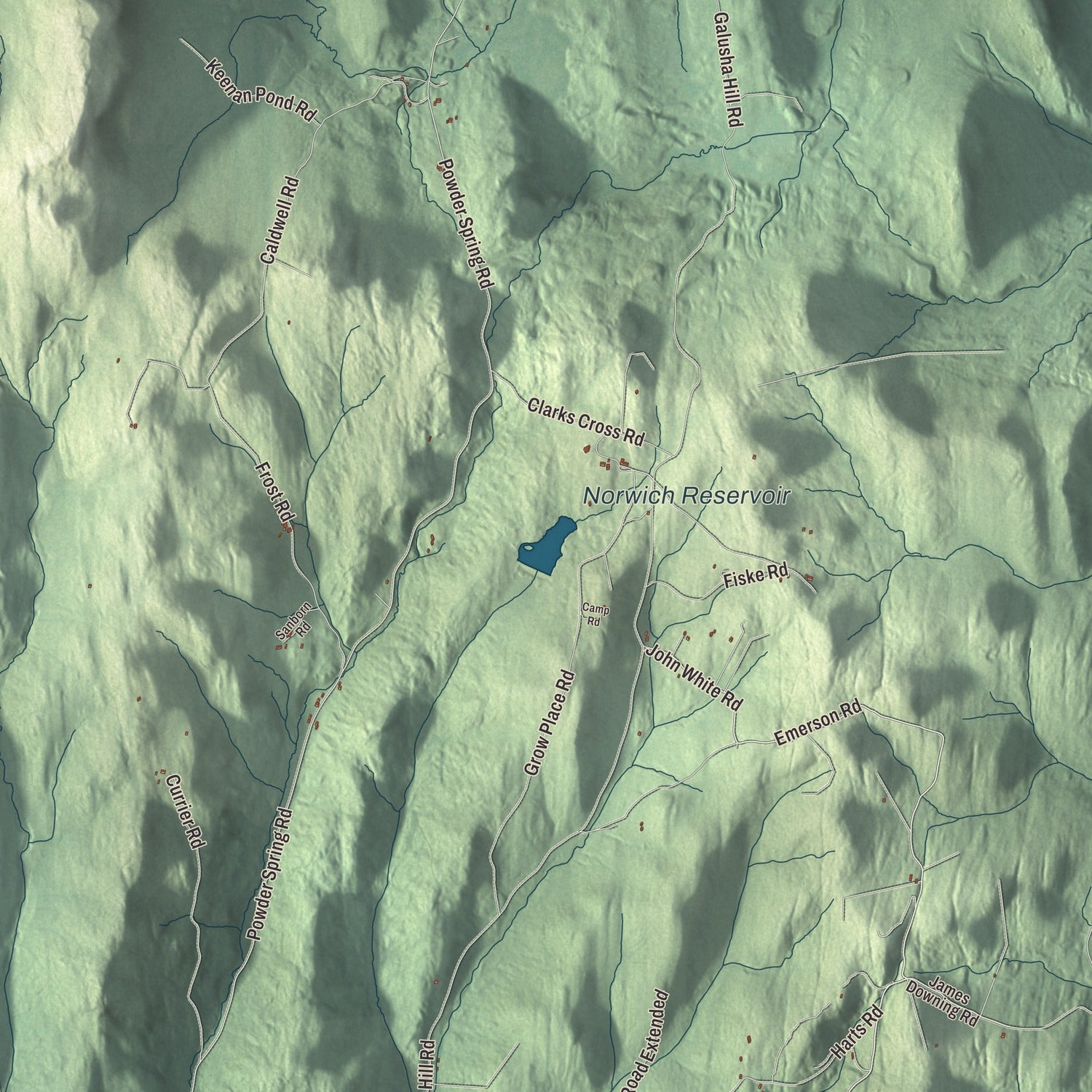 Terrain and local geography detail from the Topsham, Vermont map
