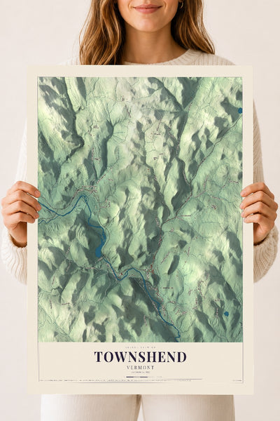 Townshend, Vermont map print - 18 x 24 archival matte print