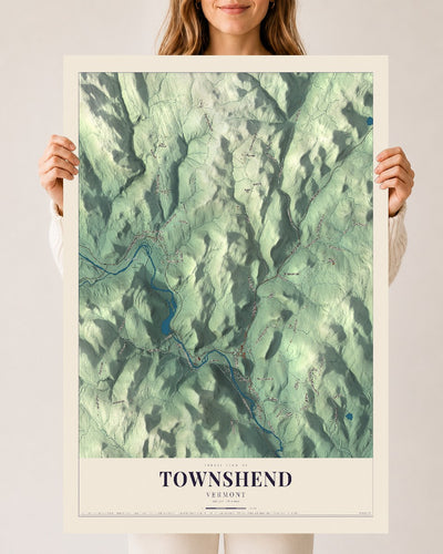 Townshend, Vermont map print - 24 x 36 archival matte print