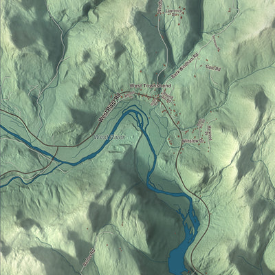 Terrain and local geography detail from the Townshend, Vermont map