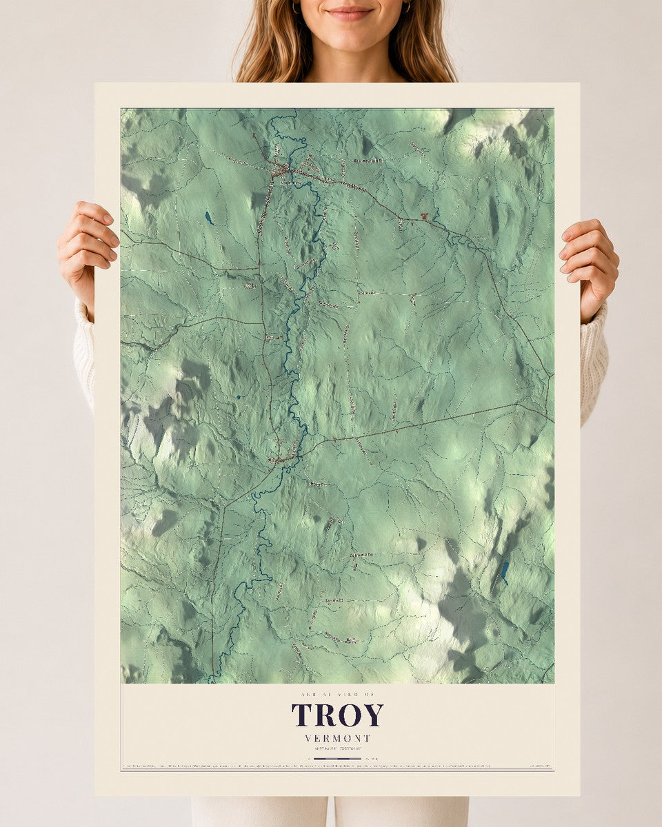 Troy, Vermont map print - 24 x 36 archival matte print