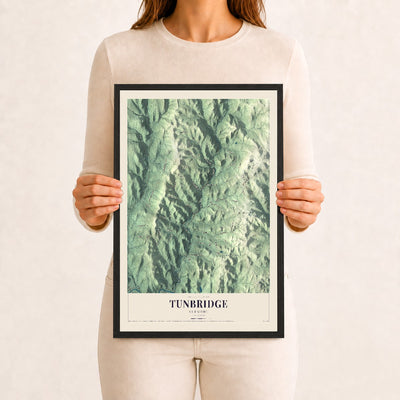 Tunbridge, Vermont map print - 12 x 18 black Ayous wood frame