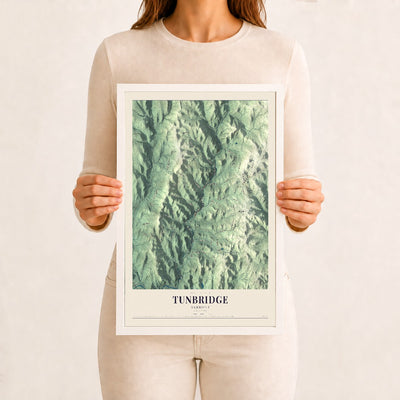 Tunbridge, Vermont map print - 12 x 18 white Ayous wood frame