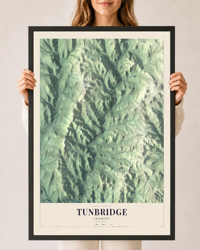 Tunbridge, Vermont map print - 24 x 36 black Ayous wood frame
