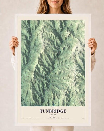 Tunbridge, Vermont map print - 24 x 36 white Ayous wood frame