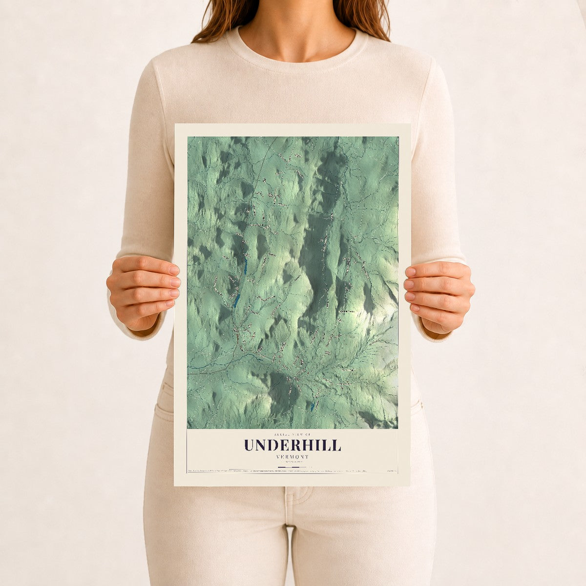 Underhill, Vermont map print - 12 x 18 archival matte print