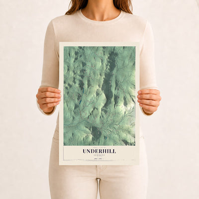 Underhill, Vermont map print - 12 x 18 archival matte print
