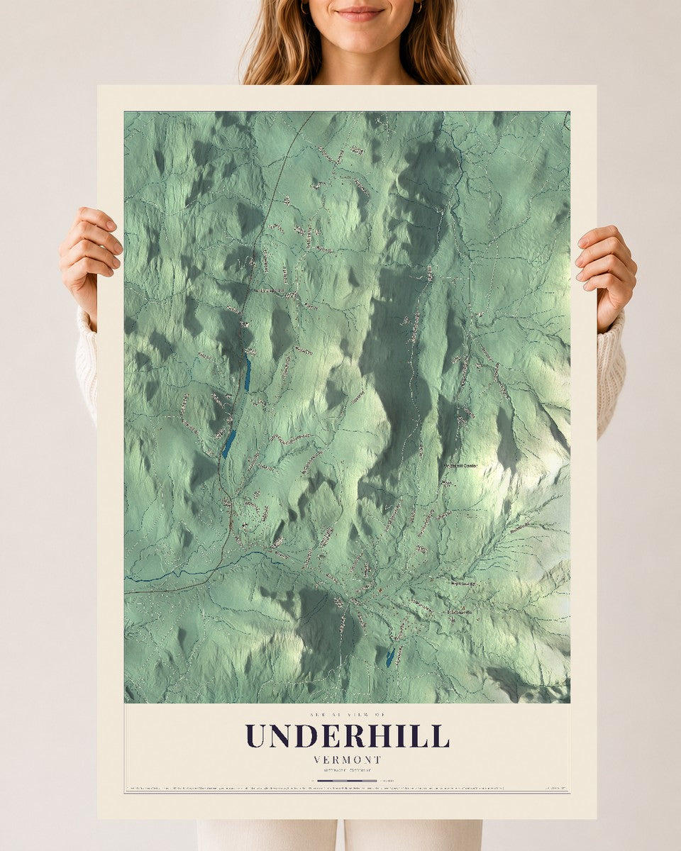 Underhill, Vermont map print - 24 x 36 archival matte print