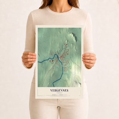 Vergennes, Vermont map print - 12 x 18 archival matte print