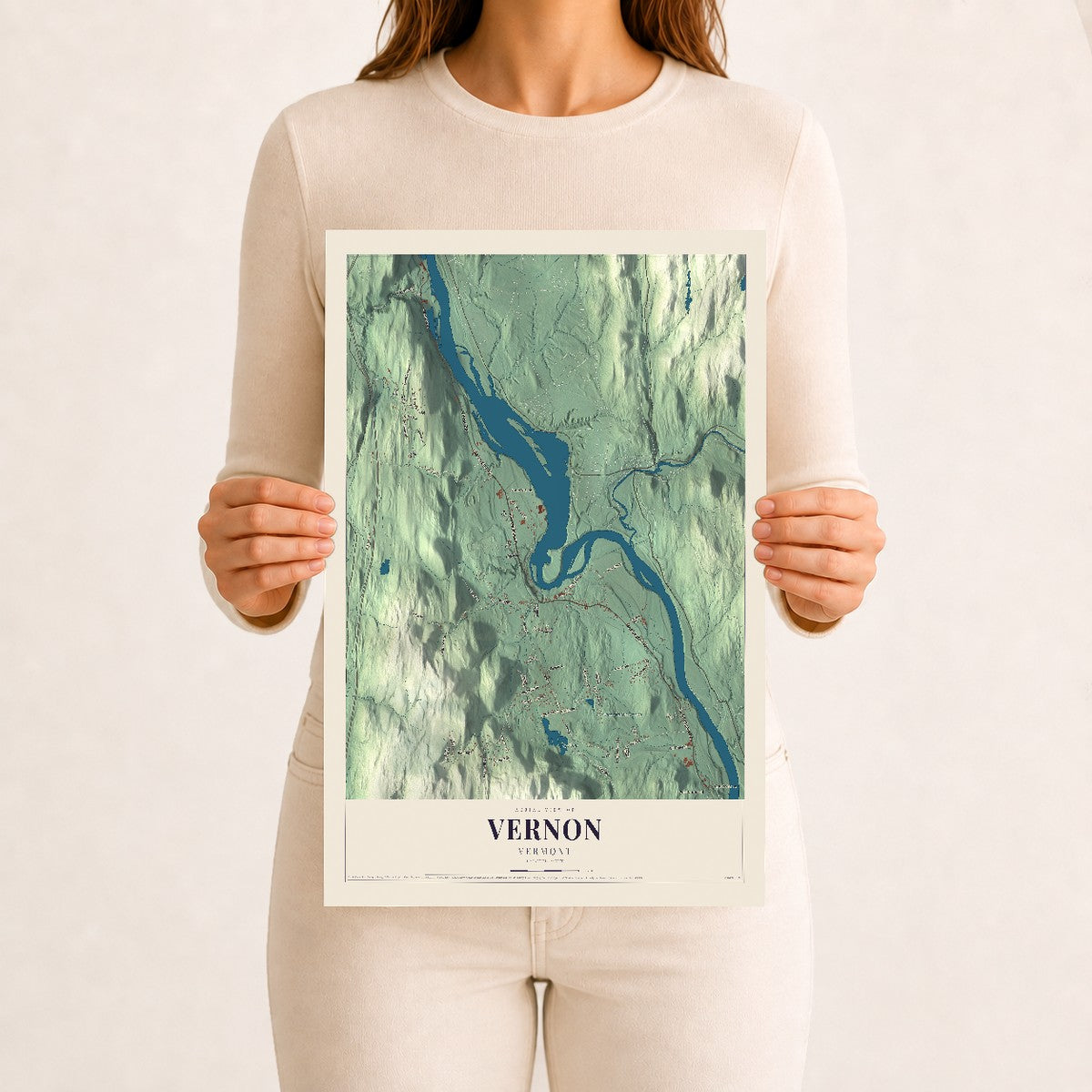 Vernon, Vermont map print - 12 x 18 archival matte print
