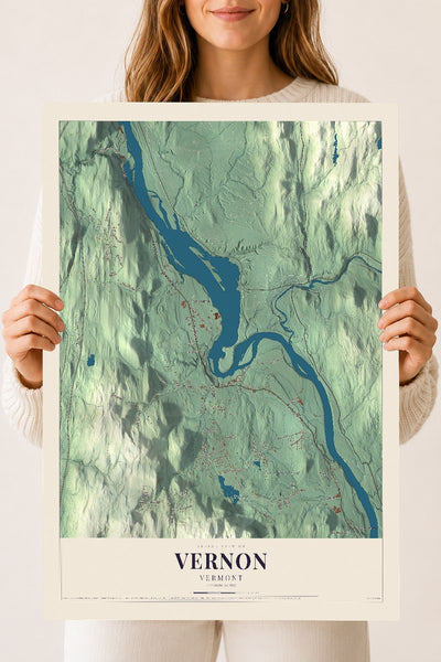 Vernon, Vermont map print - 18 x 24 archival matte print