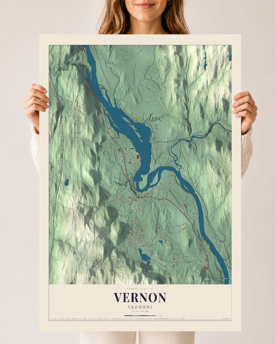 Vernon, Vermont map print - 24 x 36 archival matte print