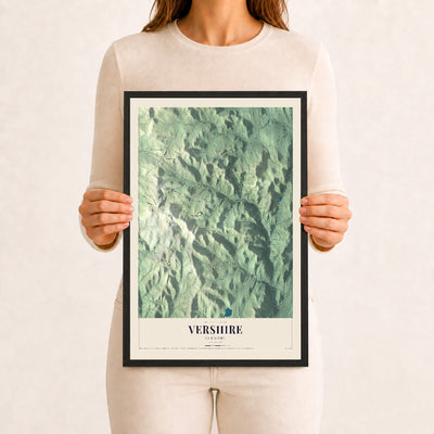 Vershire, Vermont map print - 12 x 18 black Ayous wood frame