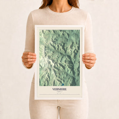 Vershire, Vermont map print - 12 x 18 white Ayous wood frame