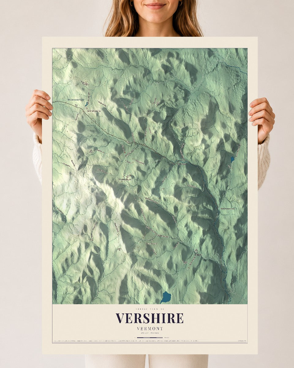 Vershire, Vermont map print - 24 x 36 archival matte print