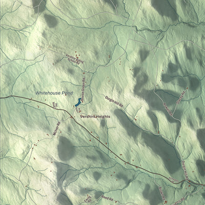 Terrain and local geography detail from the Vershire, Vermont map