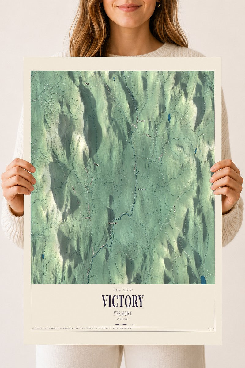Victory, Vermont map print - 18 x 24 archival matte print