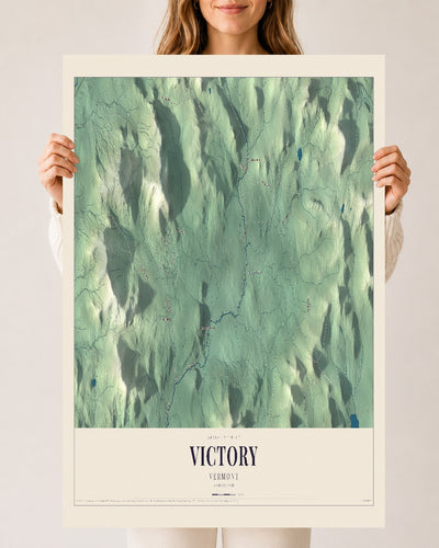 Victory, Vermont map print - 24 x 36 archival matte print