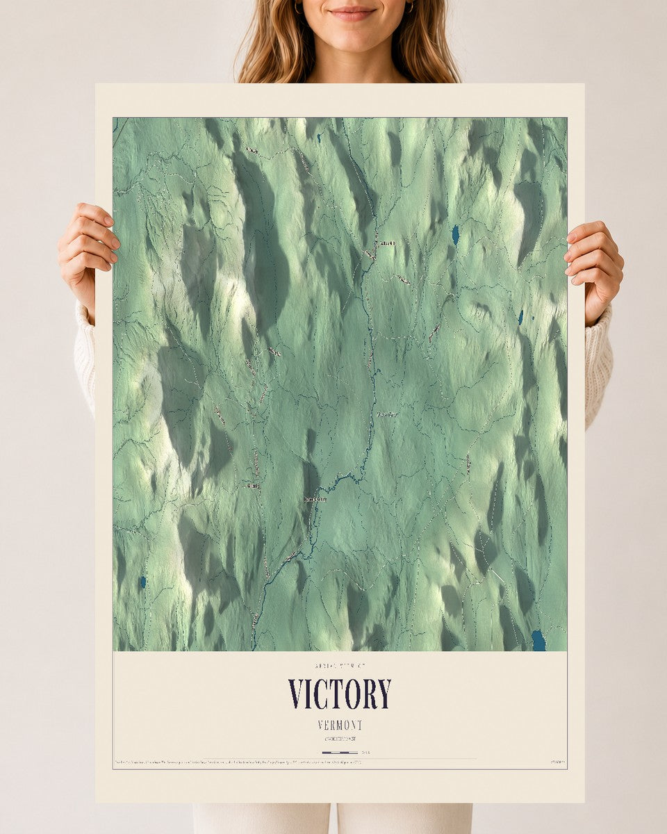 Victory, Vermont map print - 24 x 36 archival matte print