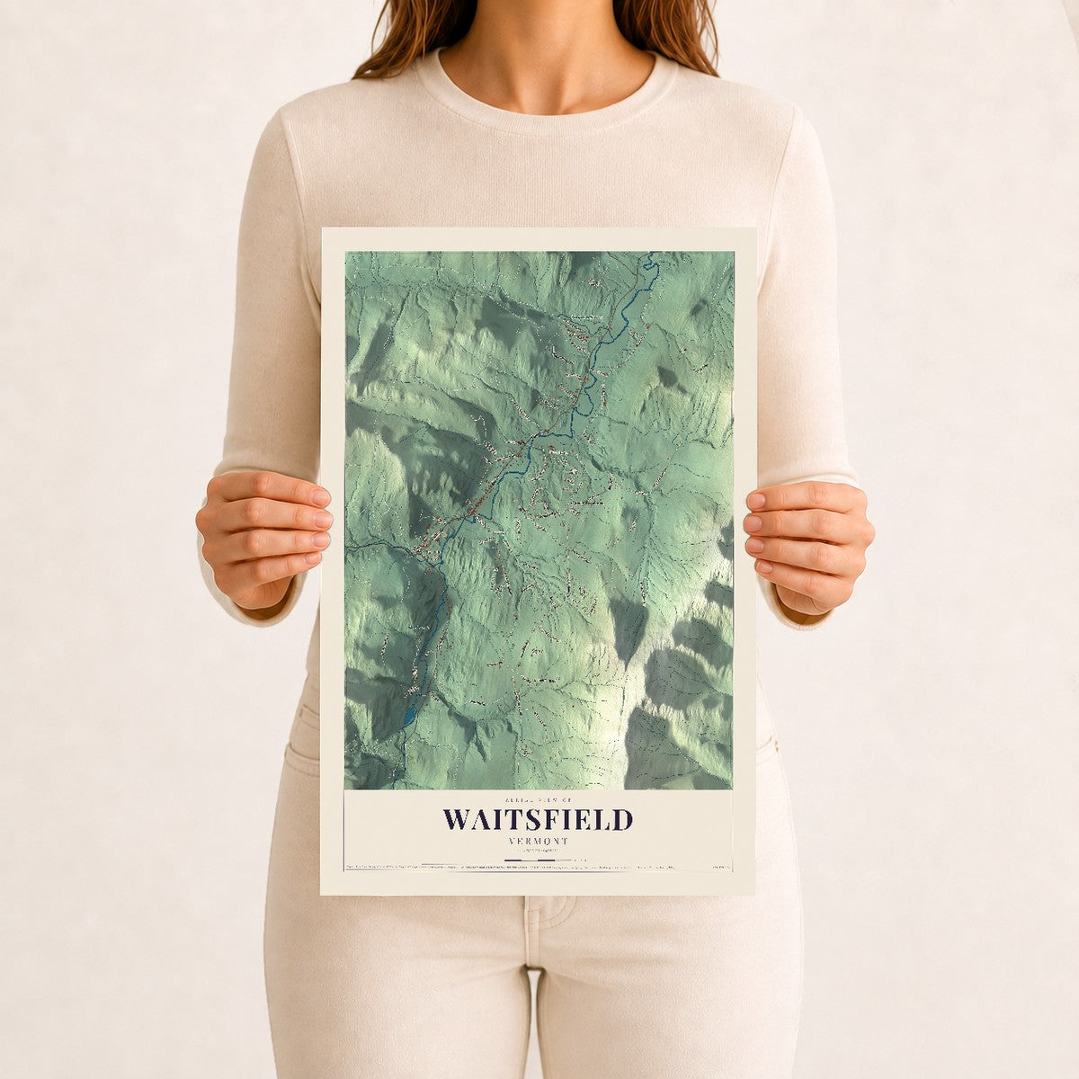 Waitsfield, Vermont map print - 12 x 18 archival matte print