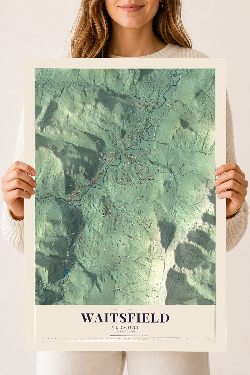 Waitsfield, Vermont map print - 18 x 24 archival matte print