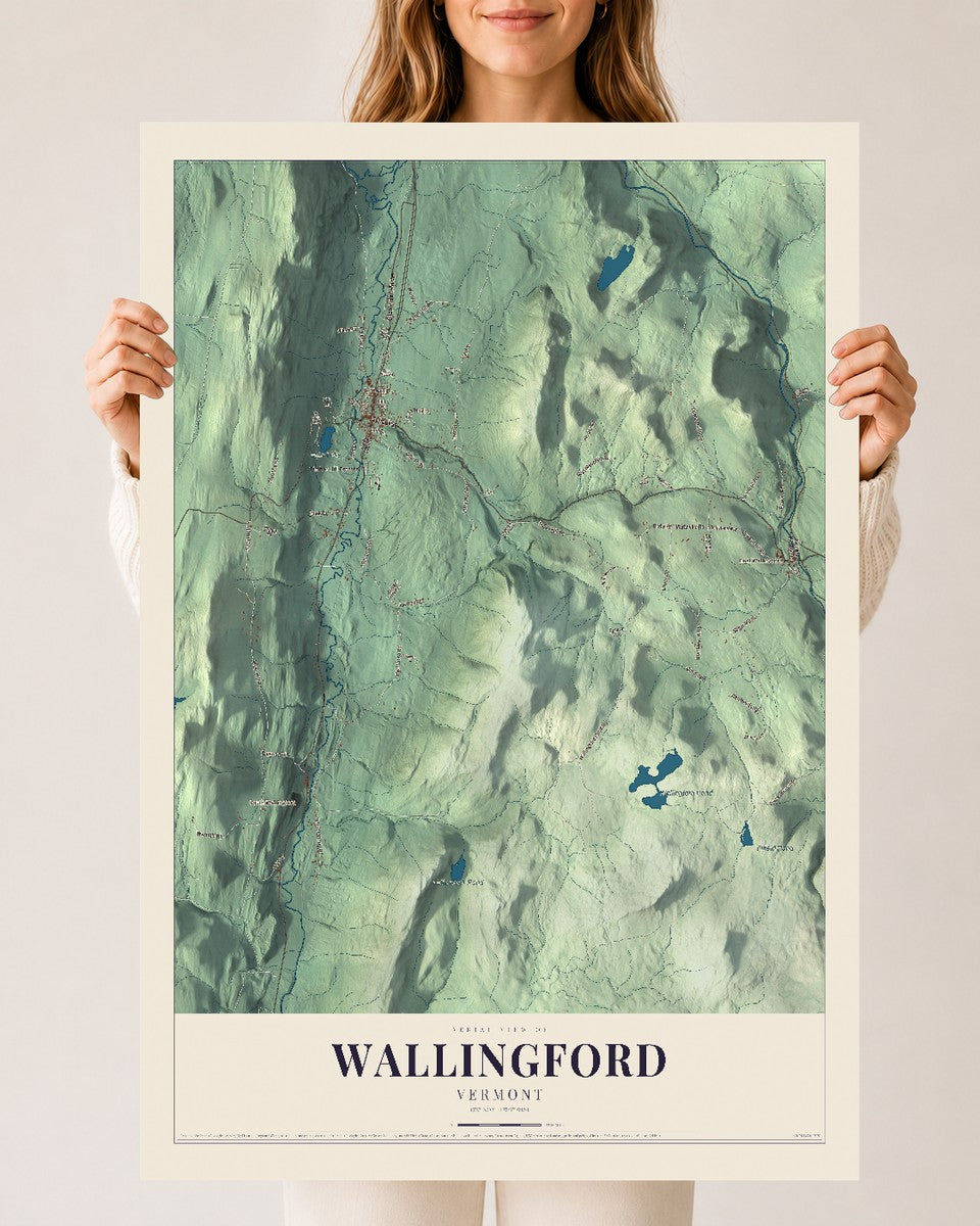 Wallingford, Vermont map print - 24 x 36 archival matte print